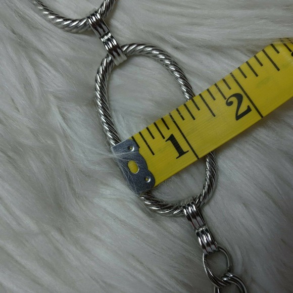 Silver Tone Oval metal Chain Belt One Size - Picture 2 of 5